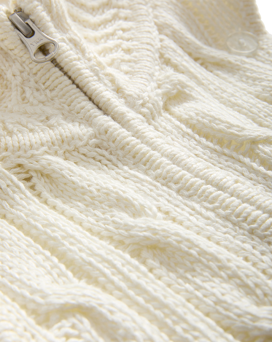 Veronica Beard | Radia Silk-Linen Dickey in White Cable Knit Off-White Off-White