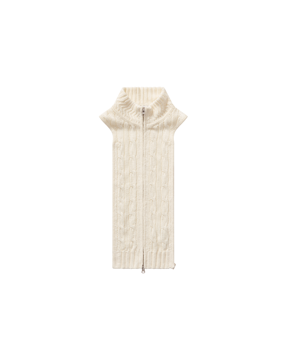 Veronica Beard | Radia Silk-Linen Dickey in White Cable Knit Off-White Off-White