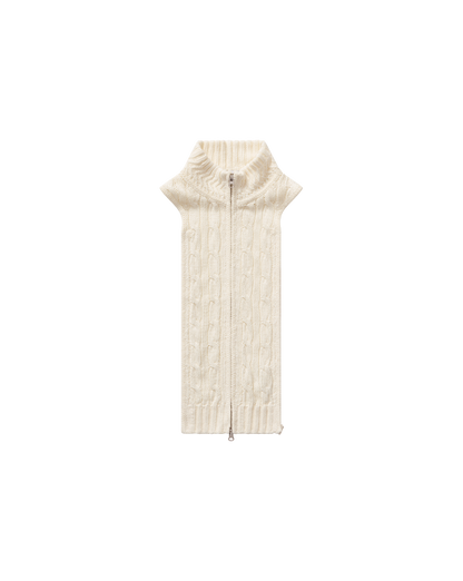 Veronica Beard | Radia Silk-Linen Dickey in White Cable Knit Off-White Off-White