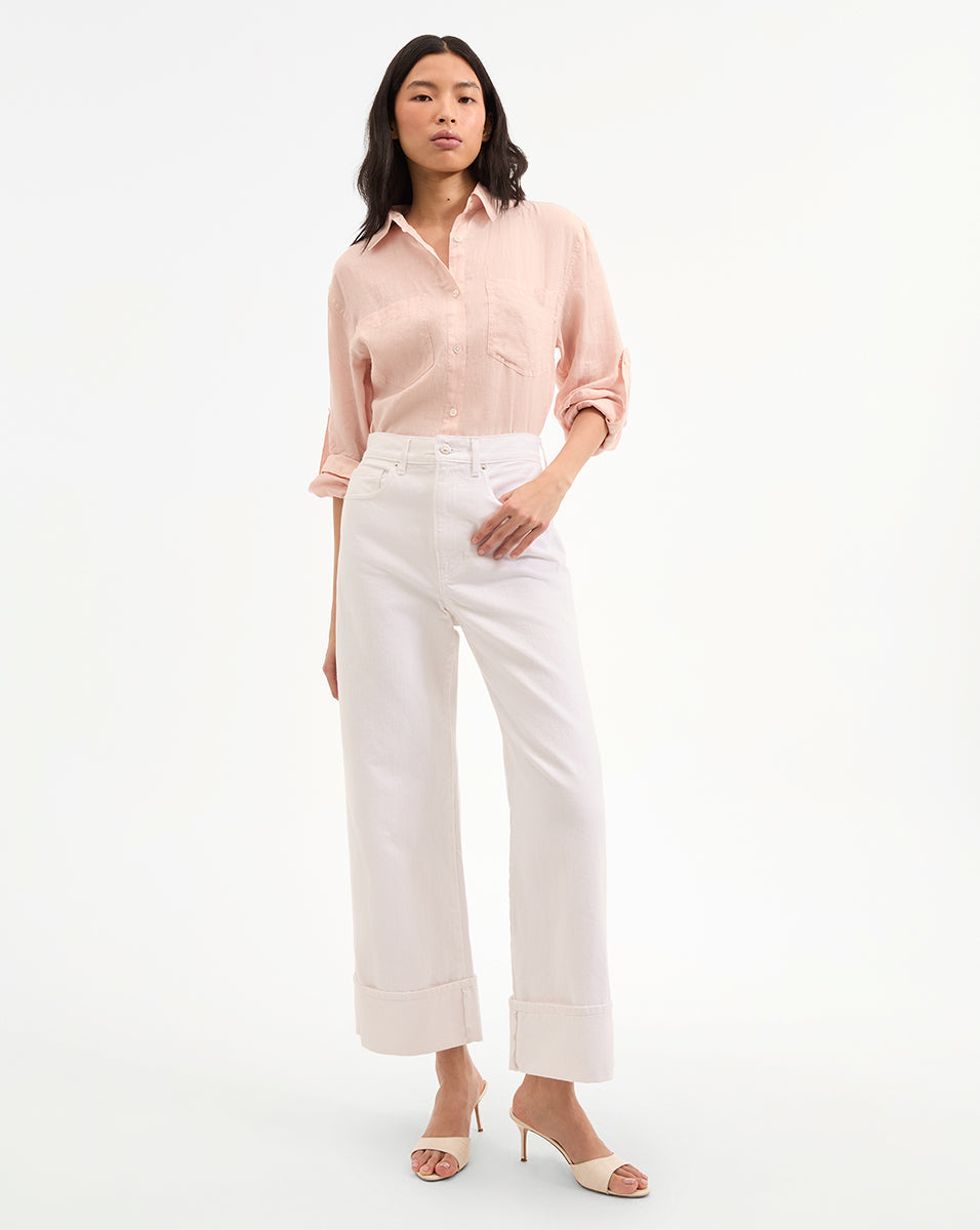 Veronica Beard | Gil Linen Shirt in Pink Pink Shell