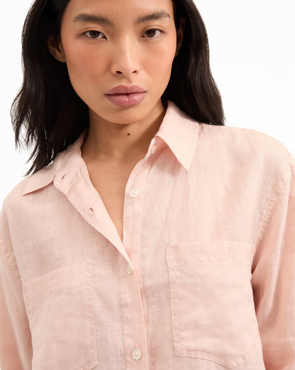 Veronica Beard | Gil Linen Shirt in Pink Pink Shell