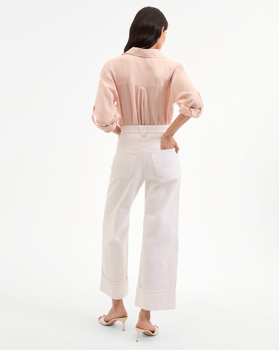 Veronica Beard | Gil Linen Shirt in Pink Pink Shell