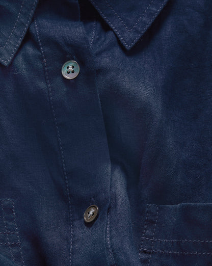 Veronica Beard | Gil Linen Shirt in Navy Navy