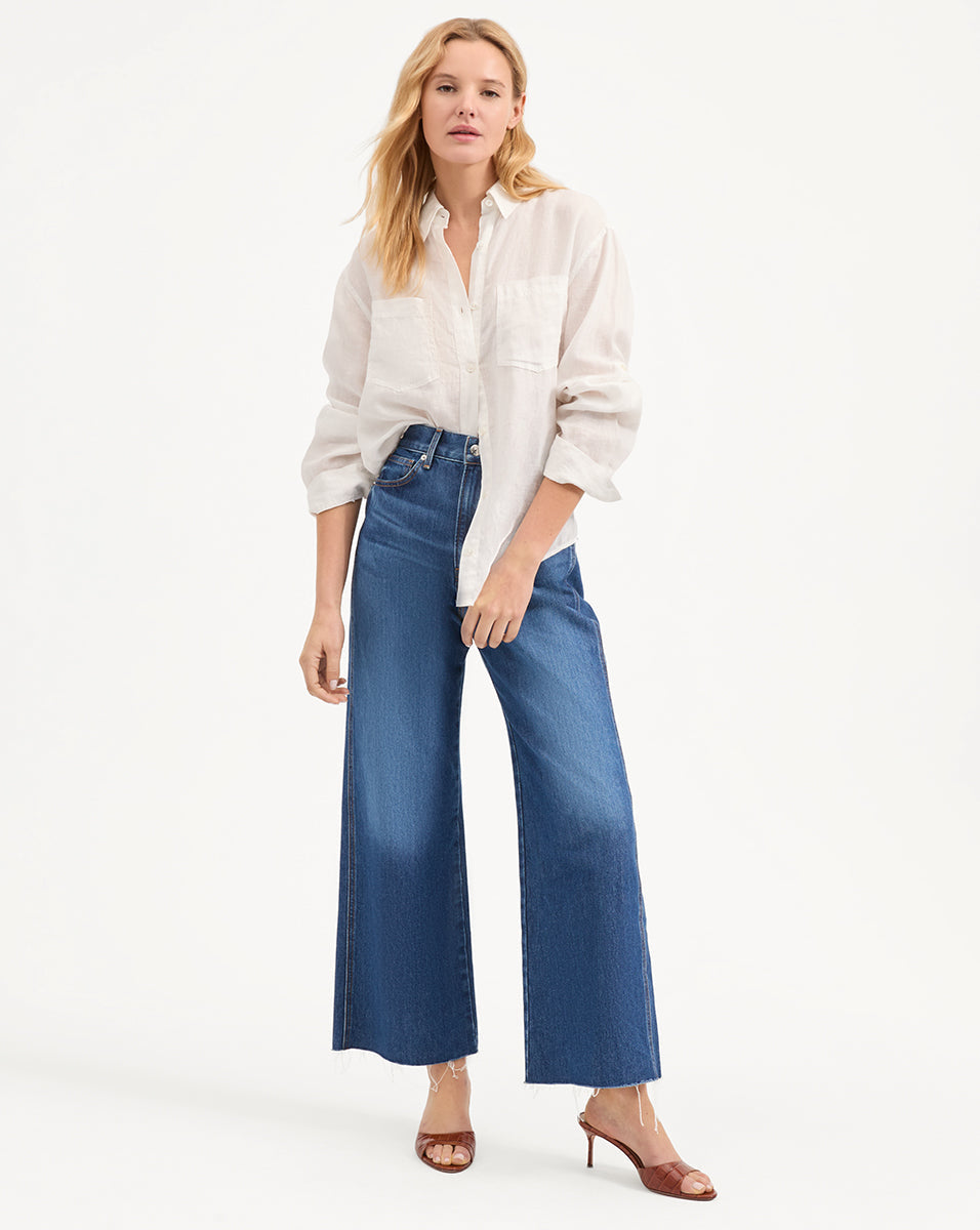 Veronica Beard | Gil Linen Shirt in White Off-White