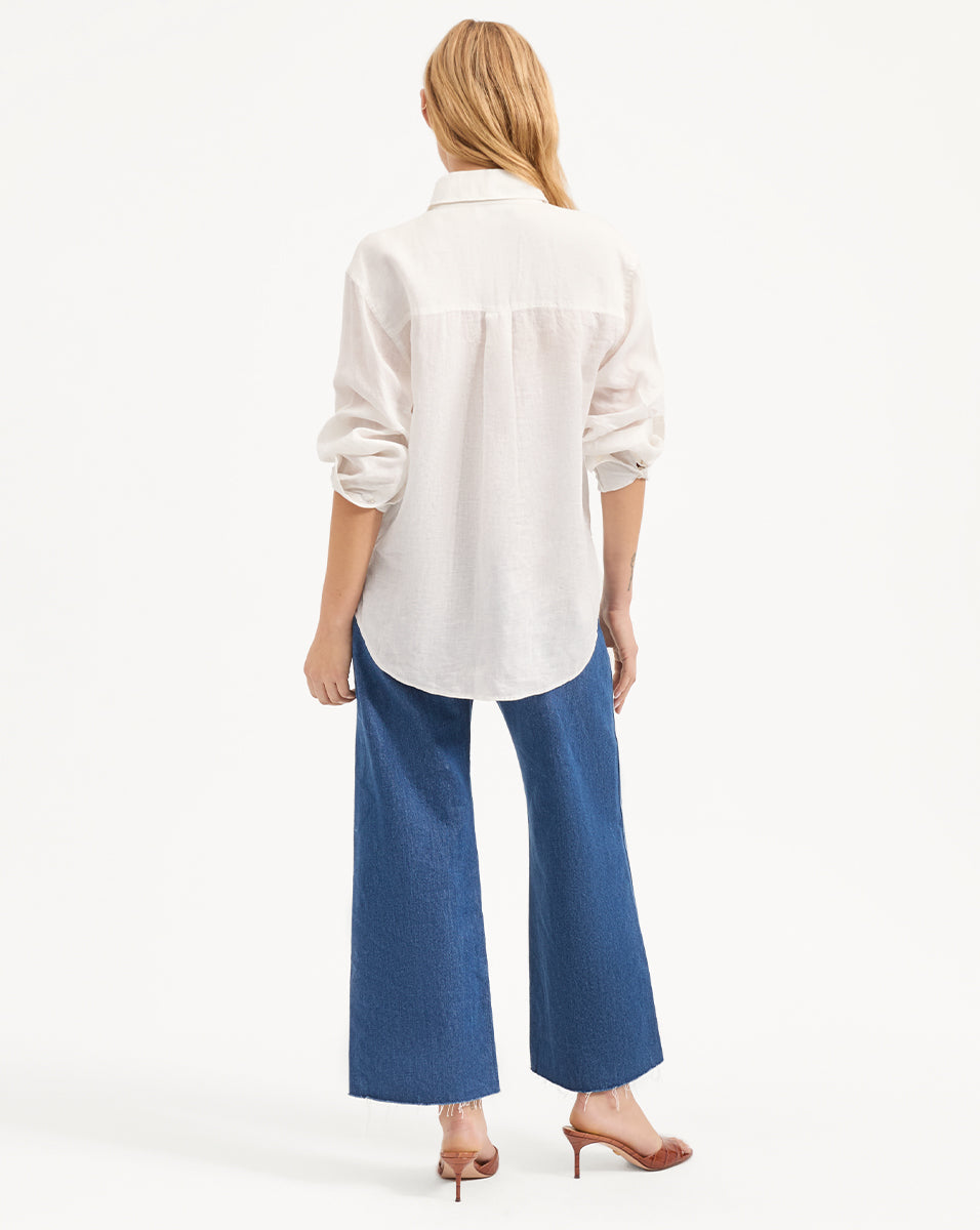 Veronica Beard | Gil Linen Shirt in White Off-White