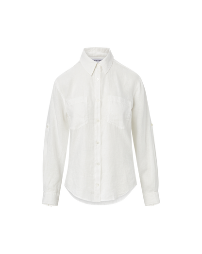 Veronica Beard | Gil Linen Shirt in White Off-White