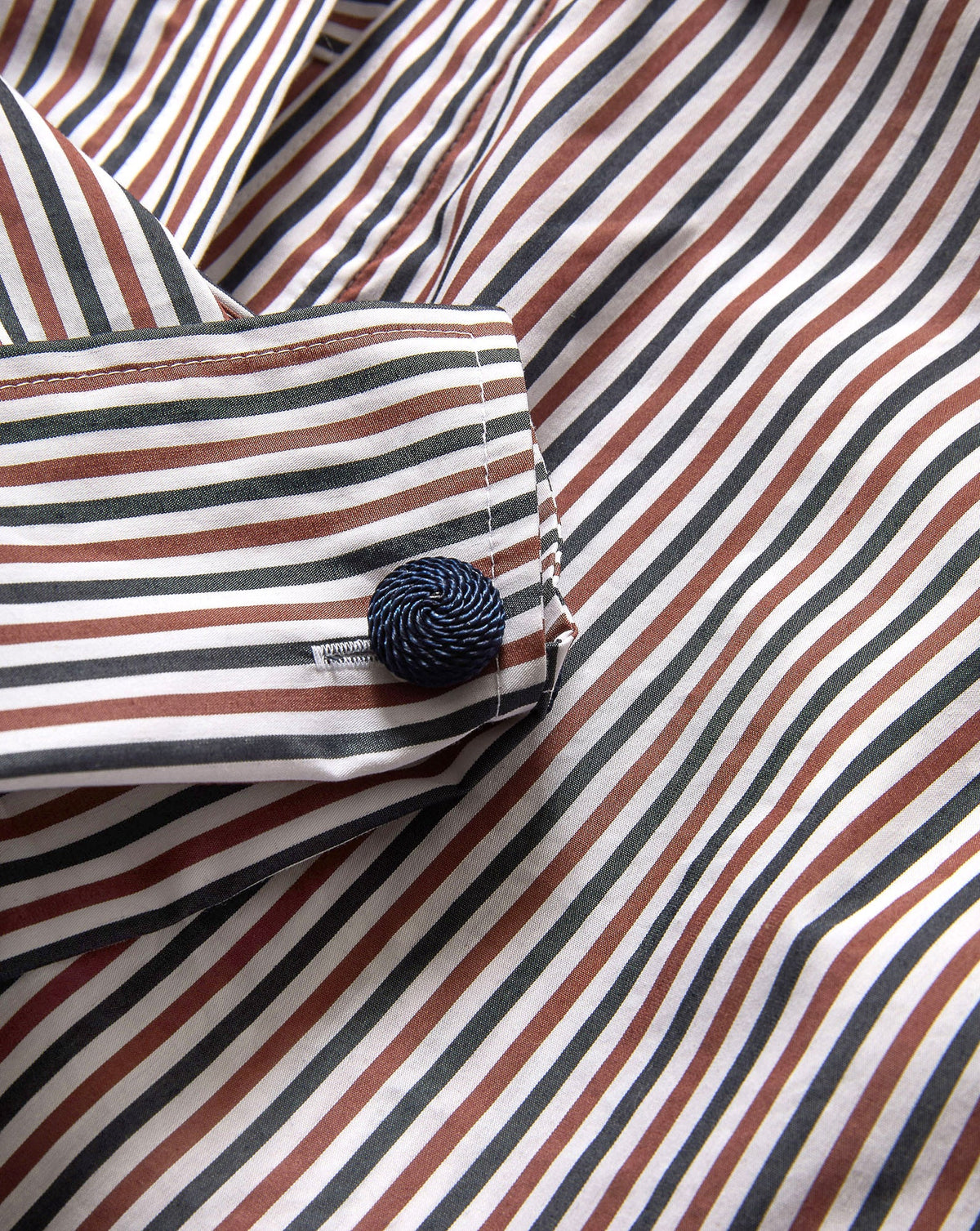Veronica Beard | Draymond Striped Cuff-Sleeve Shirt in Navy & Red Navy/Brandy Multi