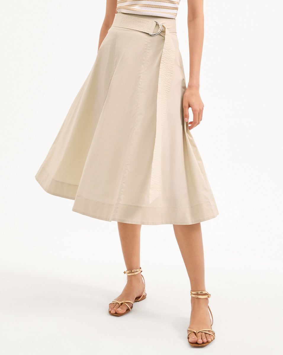 Veronica Beard | Facia A-Line Midi Skirt in Limestone Limestone