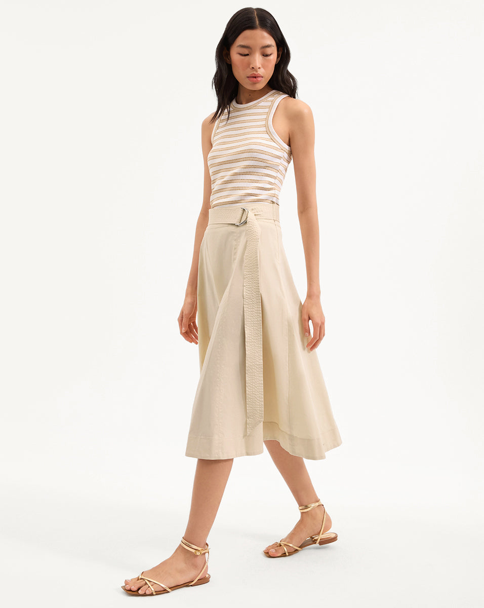 Veronica Beard | Facia A-Line Midi Skirt in Limestone Limestone