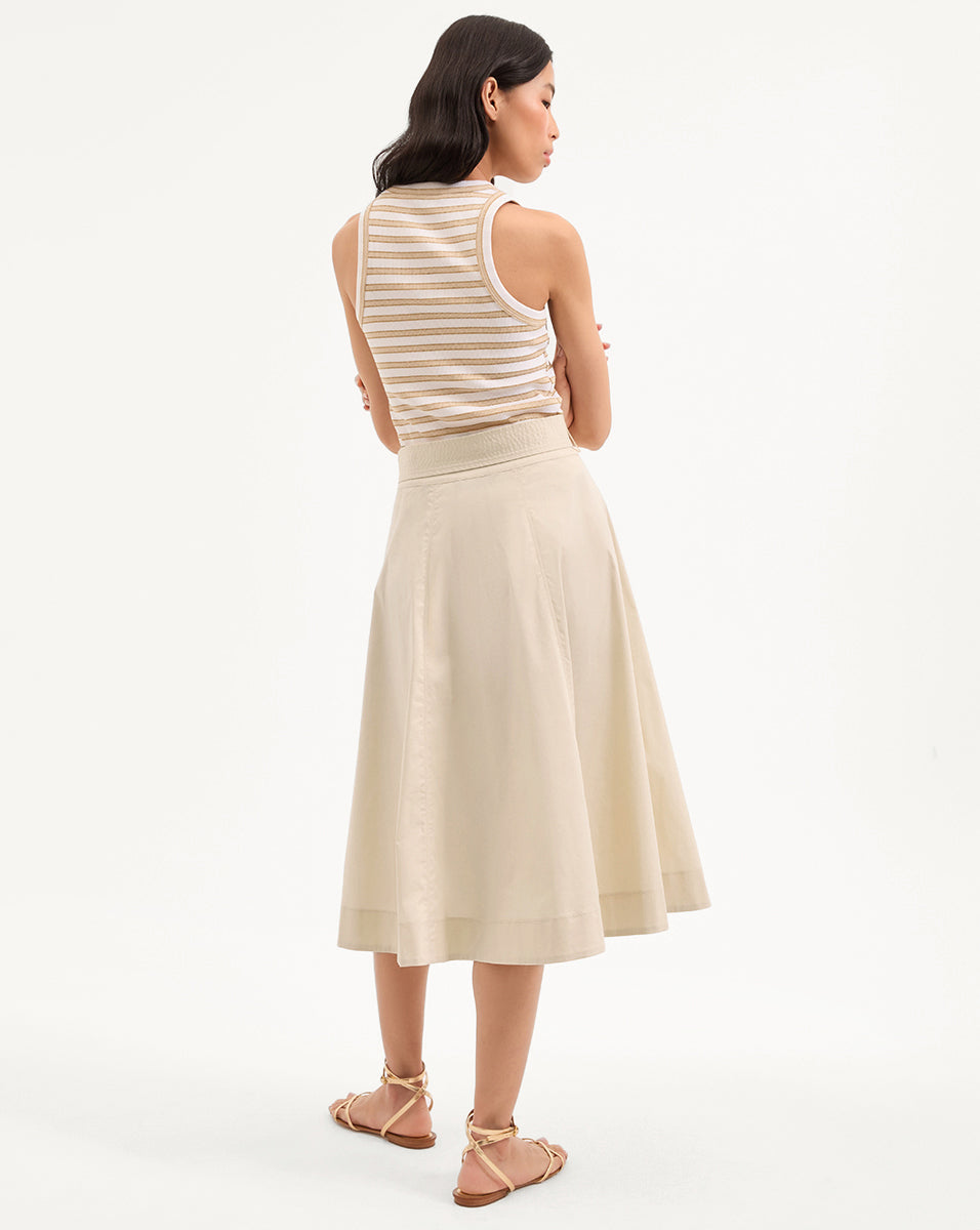 Veronica Beard | Facia A-Line Midi Skirt in Limestone Limestone