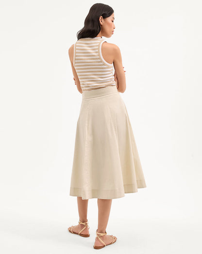 Veronica Beard | Facia A-Line Midi Skirt in Limestone Limestone