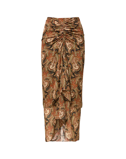 Veronica Beard | Sira Silk Midi Skirt in Navy Paisley Navy Multi