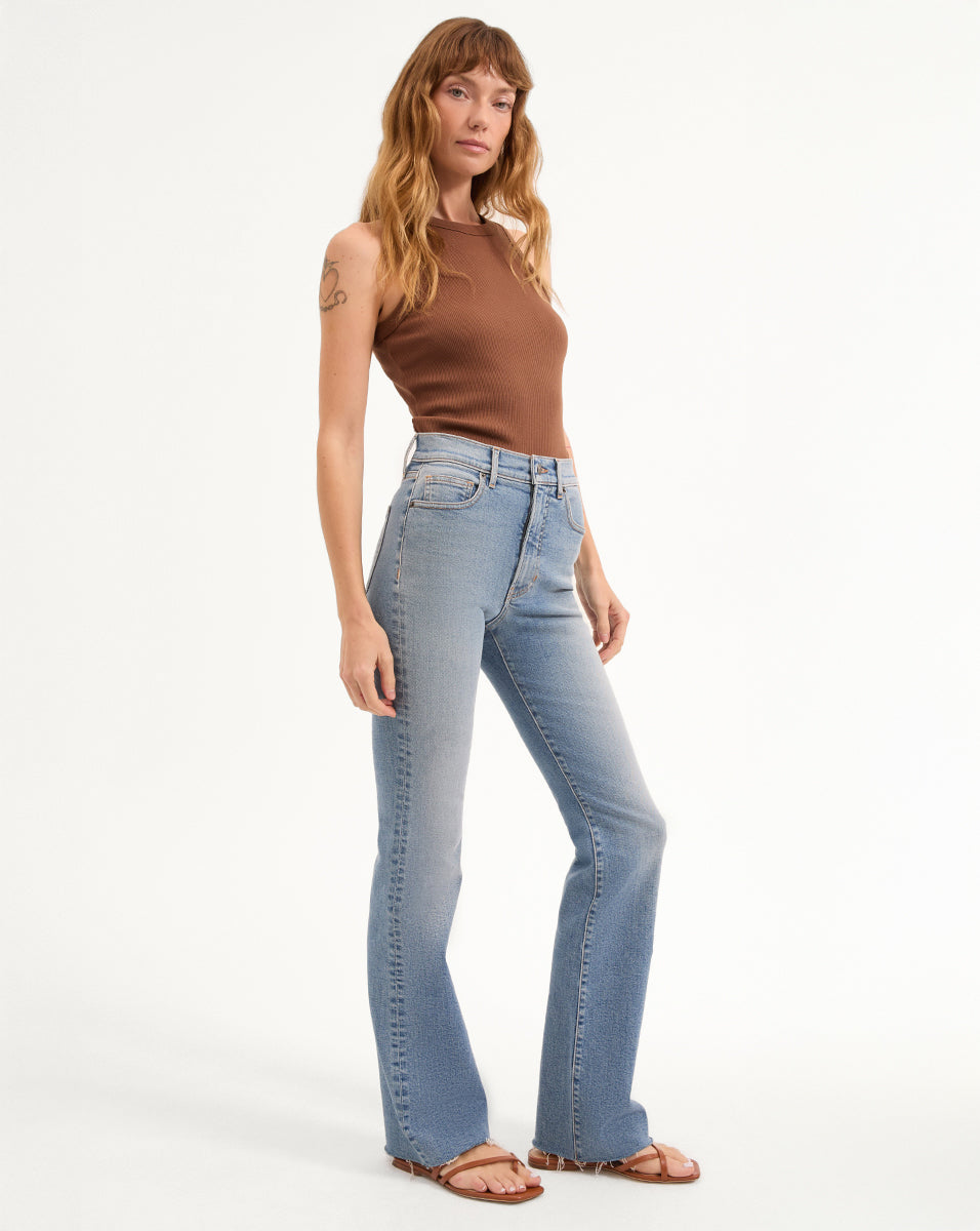 Veronica Beard | Cameron Raw Hem Bootcut Jean in Riviera Breeze Riviera Breeze