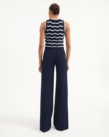 Veronica Beard | Jerrel Cropped Knit Tank in Navy/Off-White/Bluebell Navy/Off-White/Bluebell