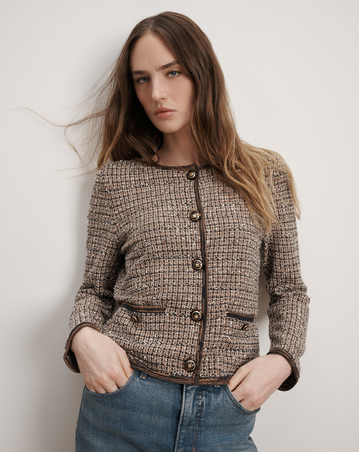 Veronica Beard | Brisa Knit Jacket in Acorn Multi Acorn Multi