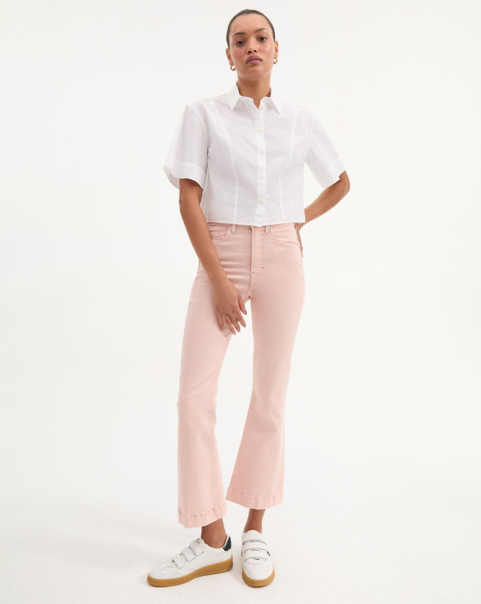 Veronica Beard | Carson Kick-Flare Jean in Pink Shell Stoned Pink Shell
