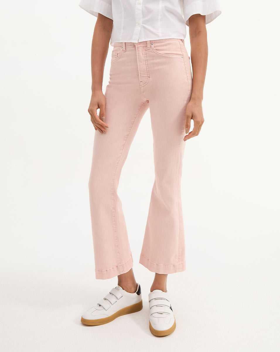 Veronica Beard | Carson Kick-Flare Jean in Pink Shell Stoned Pink Shell