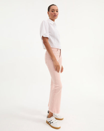 Veronica Beard | Carson Kick-Flare Jean in Pink Shell Stoned Pink Shell
