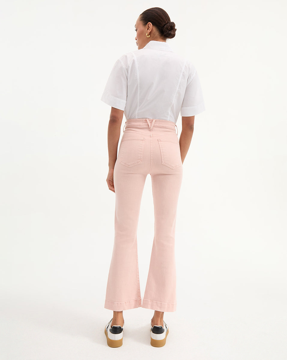 Veronica Beard | Carson Kick-Flare Jean in Pink Shell Stoned Pink Shell