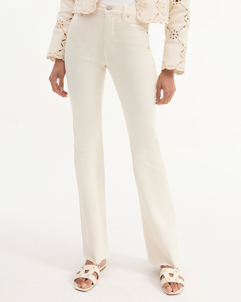 Veronica Beard | Cameron Raw Hem Bootcut Jean in White Ecru