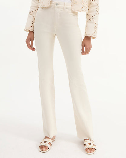 Veronica Beard | Cameron Raw Hem Bootcut Jean in White Ecru