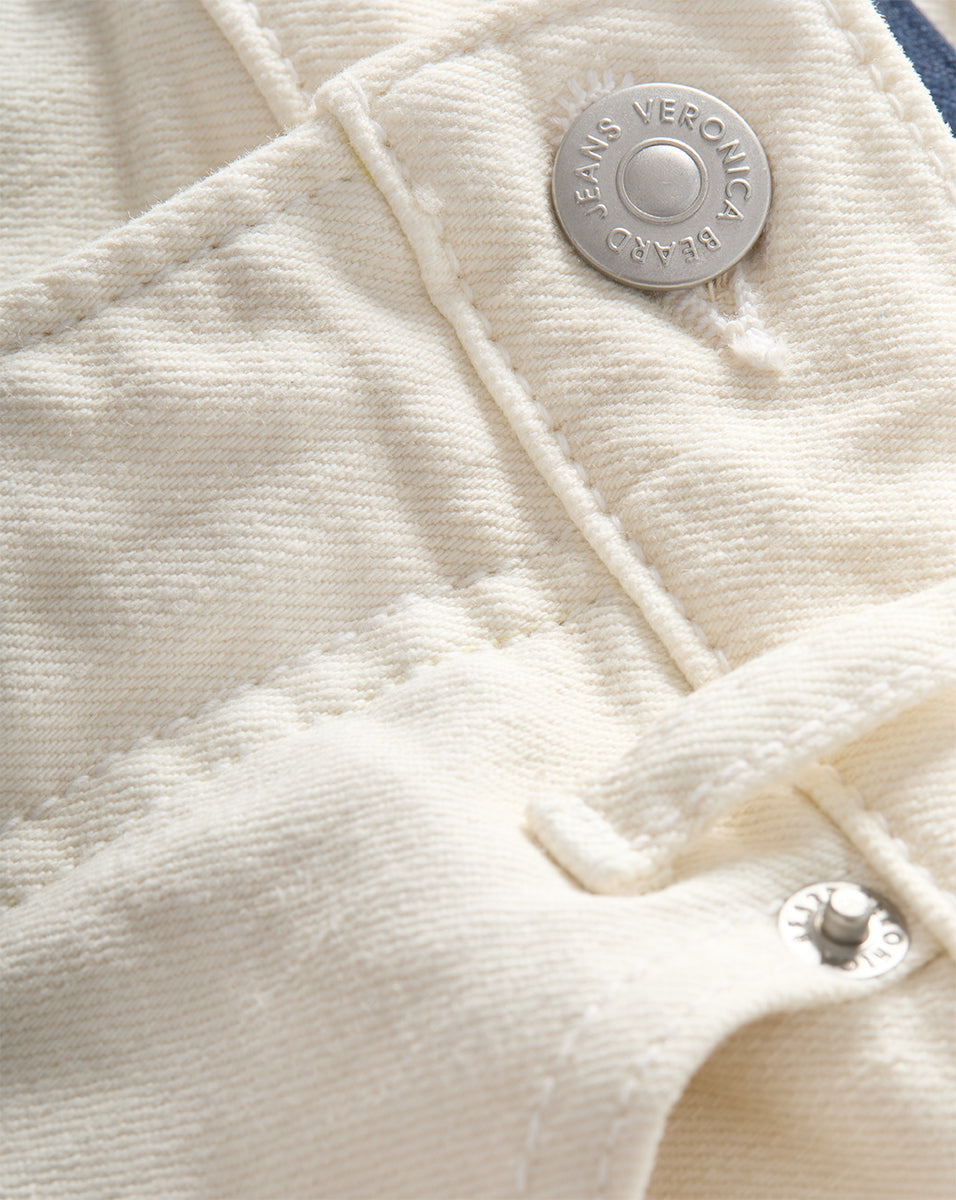 Veronica Beard | Cameron Raw Hem Bootcut Jean in White Ecru
