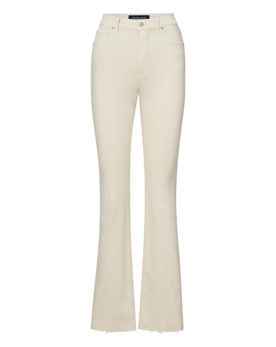 Veronica Beard | Cameron Raw Hem Bootcut Jean in White Ecru