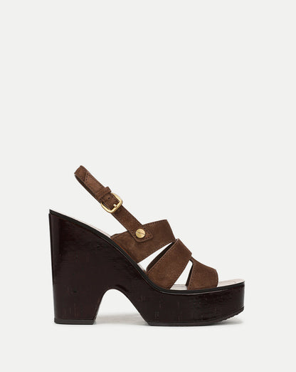 Veronica Beard | Peony Suede Platform Sandal in Cedar Cedar