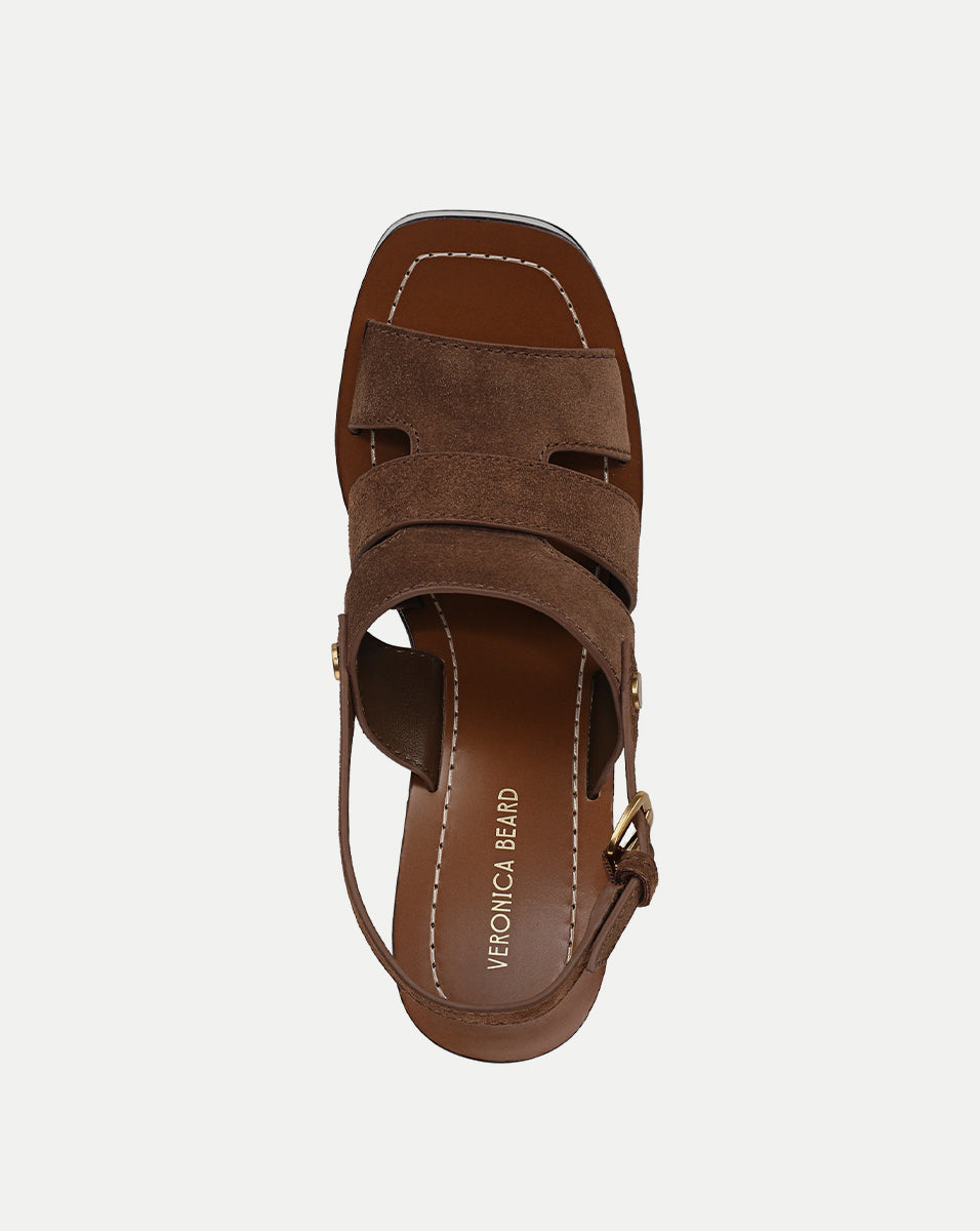 Veronica Beard | Peony Suede Platform Sandal in Cedar Cedar