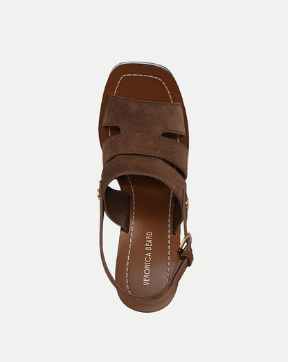 Veronica Beard | Peony Suede Platform Sandal in Cedar Cedar