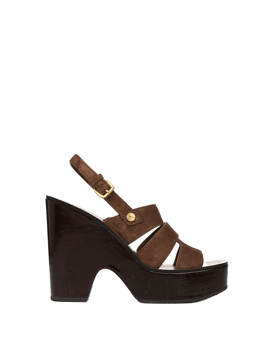 Veronica Beard | Peony Suede Platform Sandal in Cedar Cedar