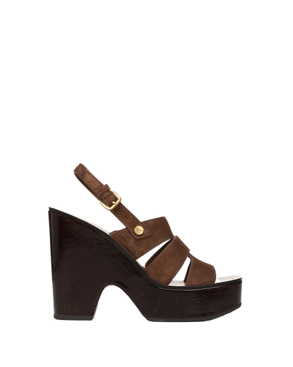 Veronica Beard | Peony Suede Platform Sandal in Cedar Cedar