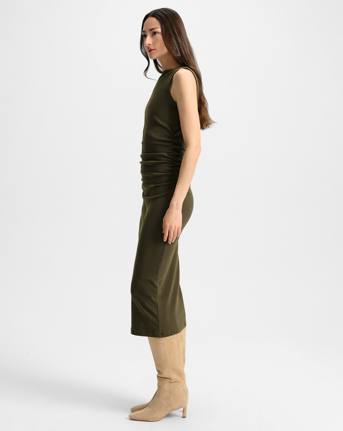 Veronica Beard | Charissa Boat Neck Midi Dress in Cypress Cypress