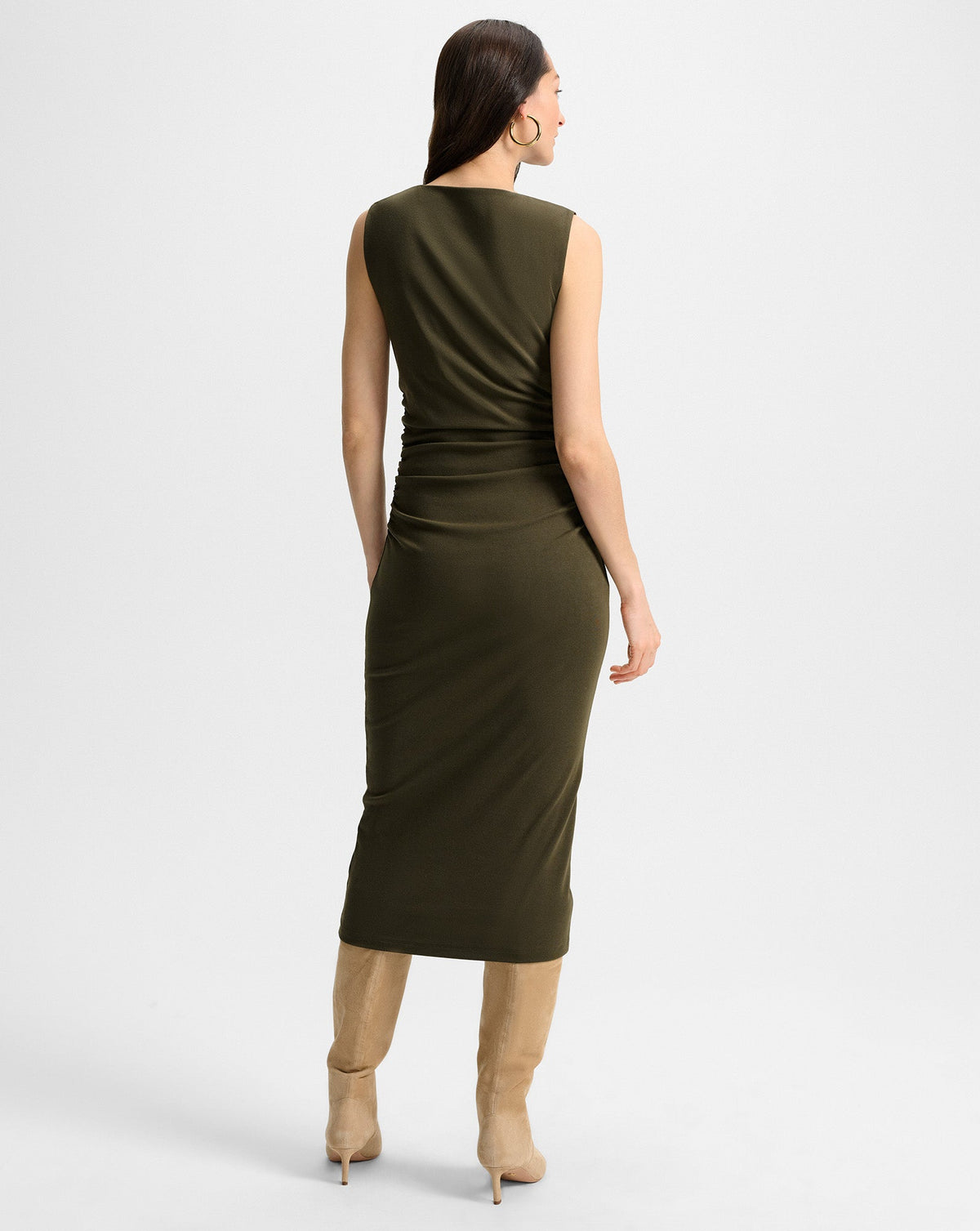 Veronica Beard | Charissa Boat Neck Midi Dress in Cypress Cypress