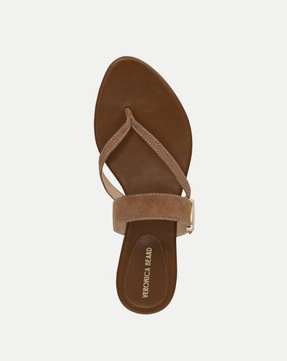 Veronica Beard | Salva Dash Flat Sandal in Light Brown Chestnut Chestnut