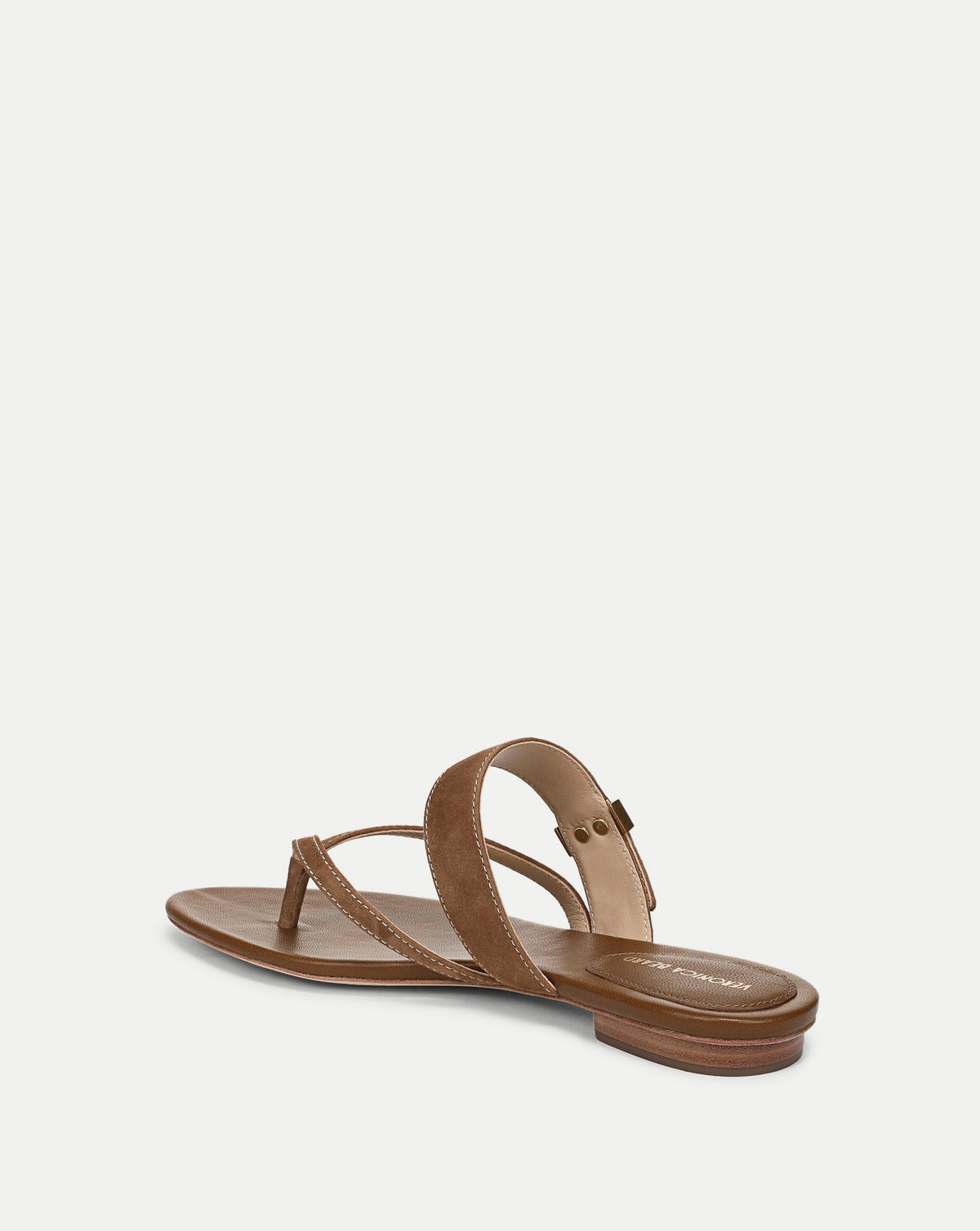 Veronica Beard | Salva Dash Flat Sandal in Light Brown Chestnut Chestnut