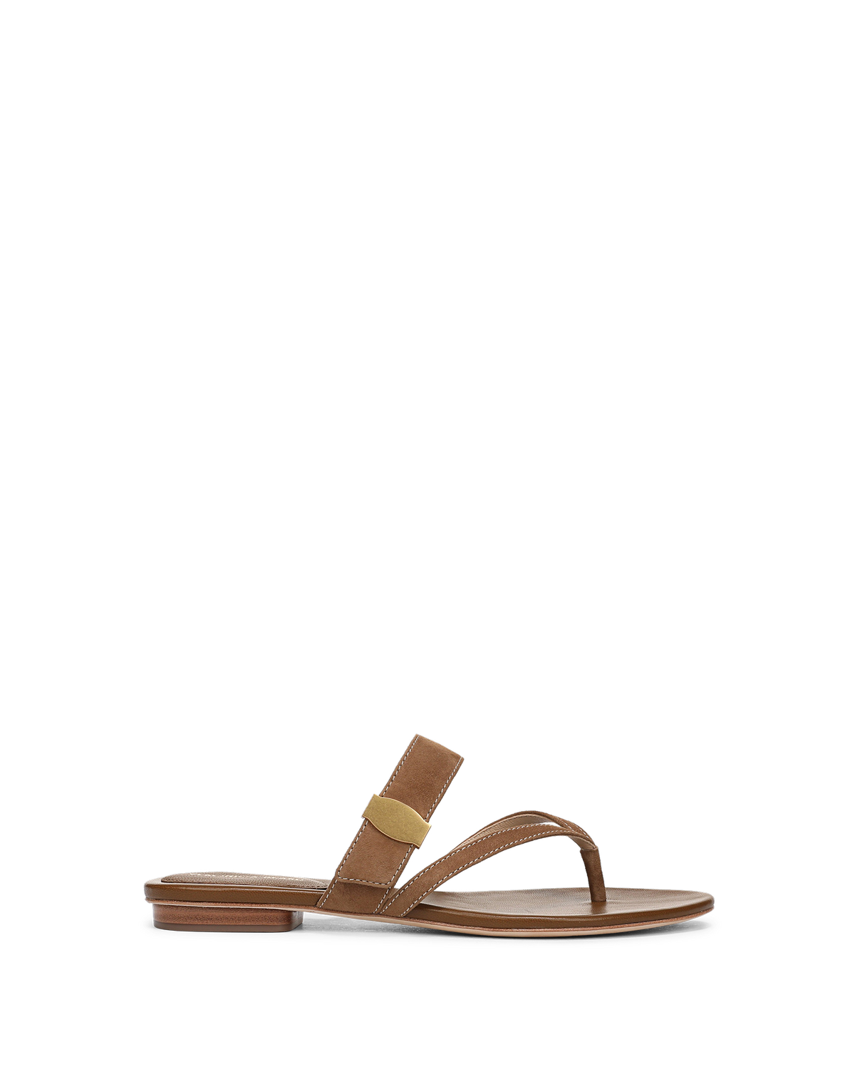 Veronica Beard | Salva Dash Flat Sandal in Light Brown Chestnut Chestnut