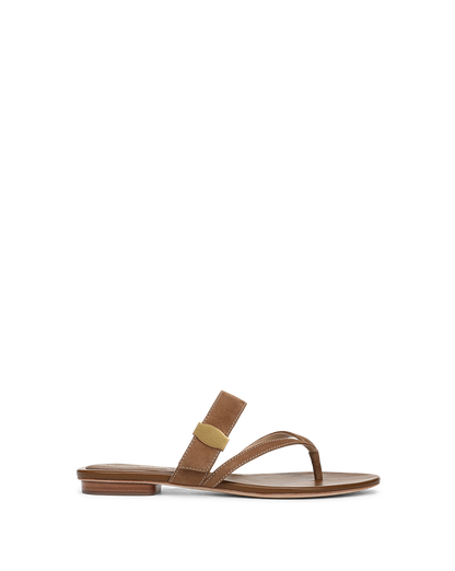 Veronica Beard | Salva Dash Flat Sandal in Light Brown Chestnut Chestnut