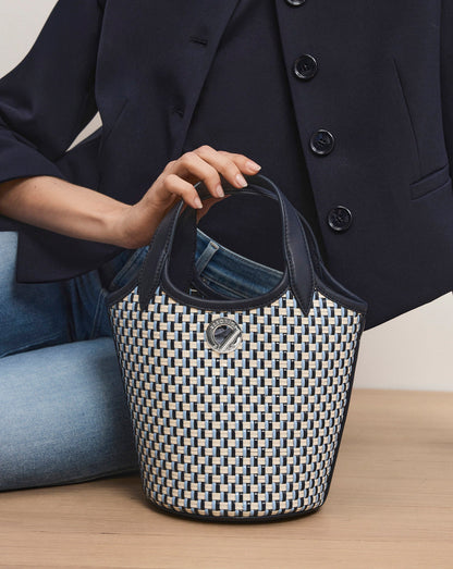 Veronica Beard | Anchor Woven Top-Handle Bag in Navy Multi Navy Multi