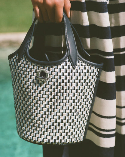 Veronica Beard | Anchor Woven Top-Handle Bag in Navy Multi Navy Multi