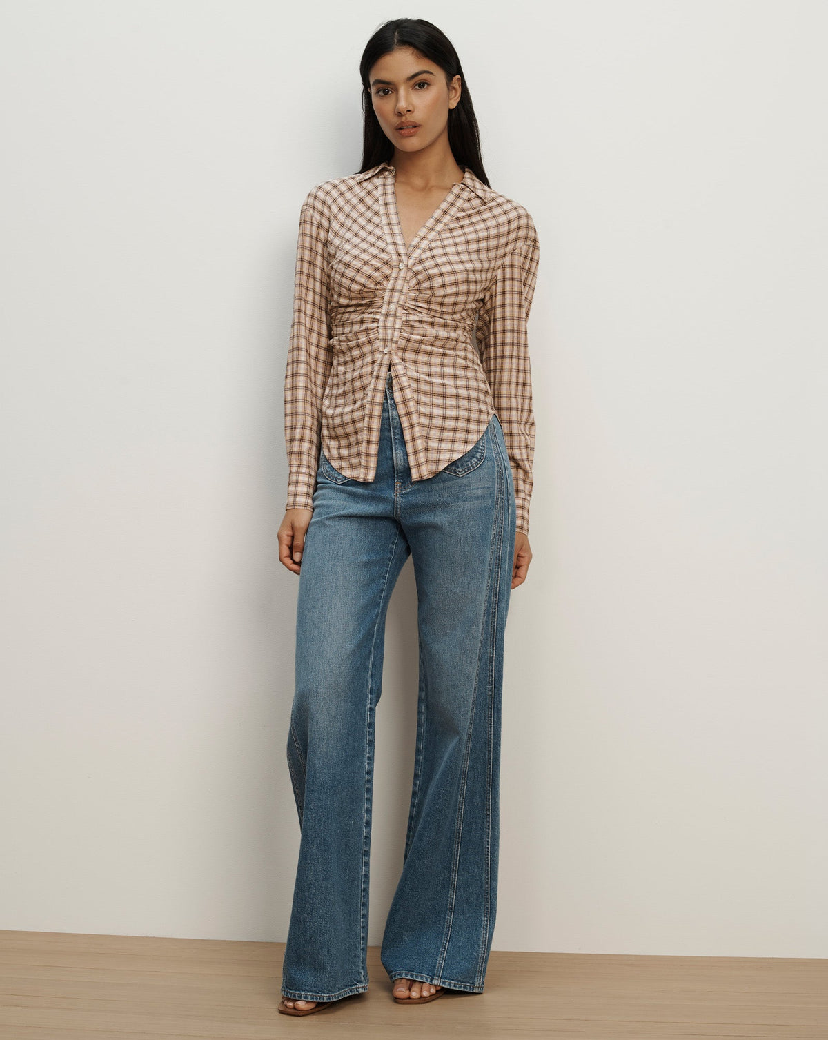 Veronica Beard | Devra Button-Down Shirt in Purple Plaid Elderberry Multi Elderberry Multi