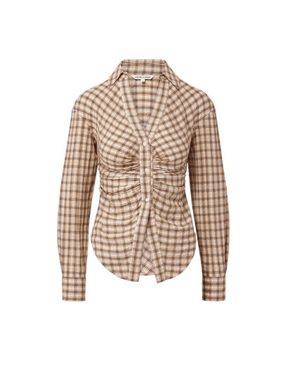 Veronica Beard | Devra Button-Down Shirt in Purple Plaid Elderberry Multi Elderberry Multi