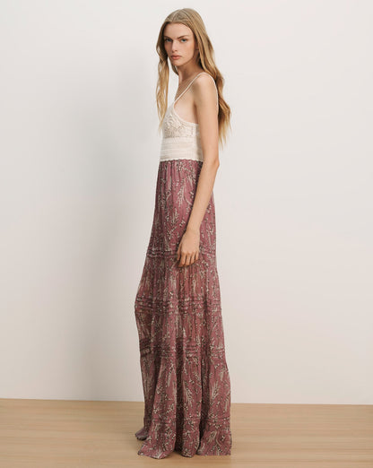 Veronica Beard | Josiane Floral Maxi Dress in White & Purple Orchid Haze Multi