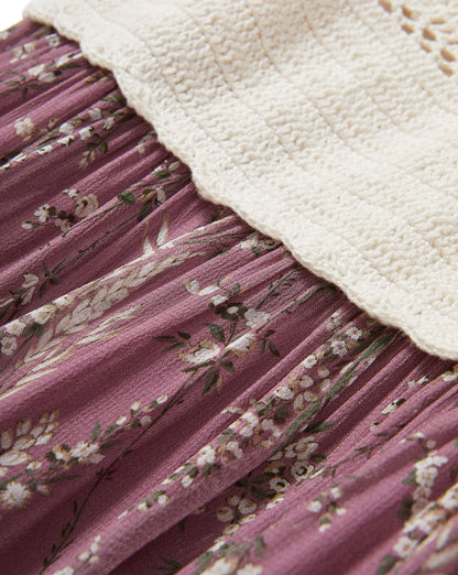 Veronica Beard | Josiane Floral Maxi Dress in White & Purple Orchid Haze Multi