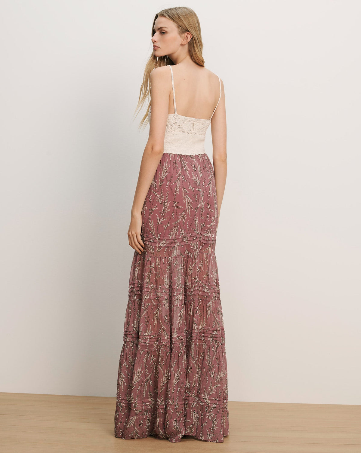 Veronica Beard | Josiane Floral Maxi Dress in White & Purple Orchid Haze Multi