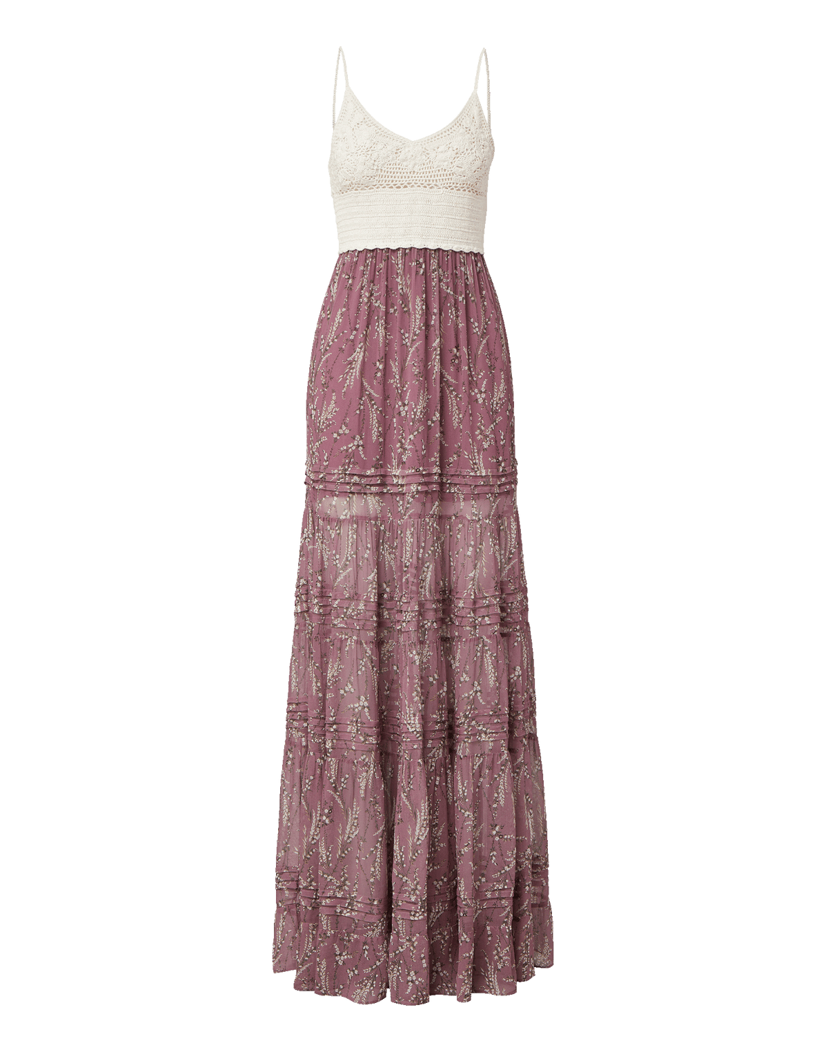 Veronica Beard | Josiane Floral Maxi Dress in White & Purple Orchid Haze Multi