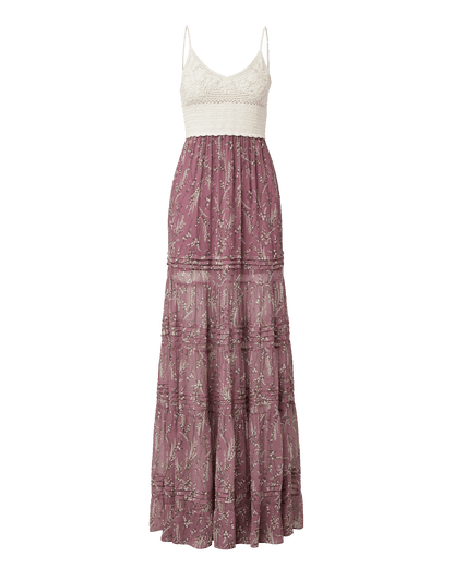 Veronica Beard | Josiane Floral Maxi Dress in White & Purple Orchid Haze Multi