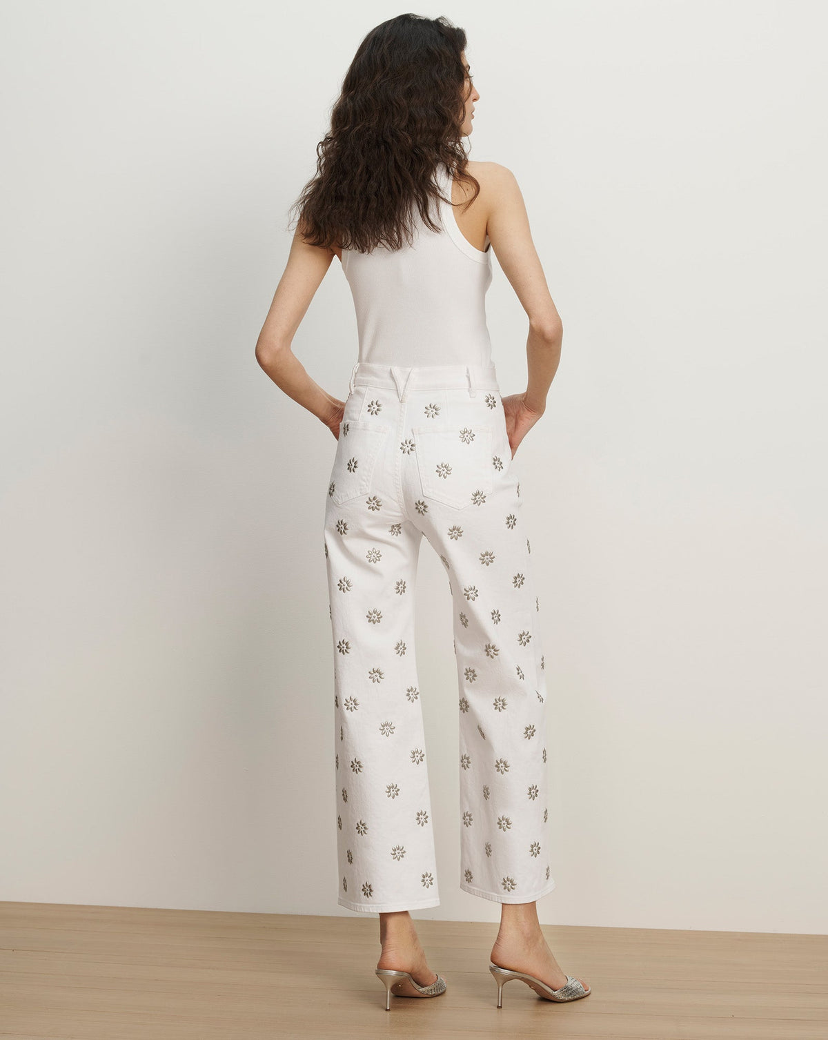 Veronica Beard | Grant Studded Wide-Leg Jean in White White
