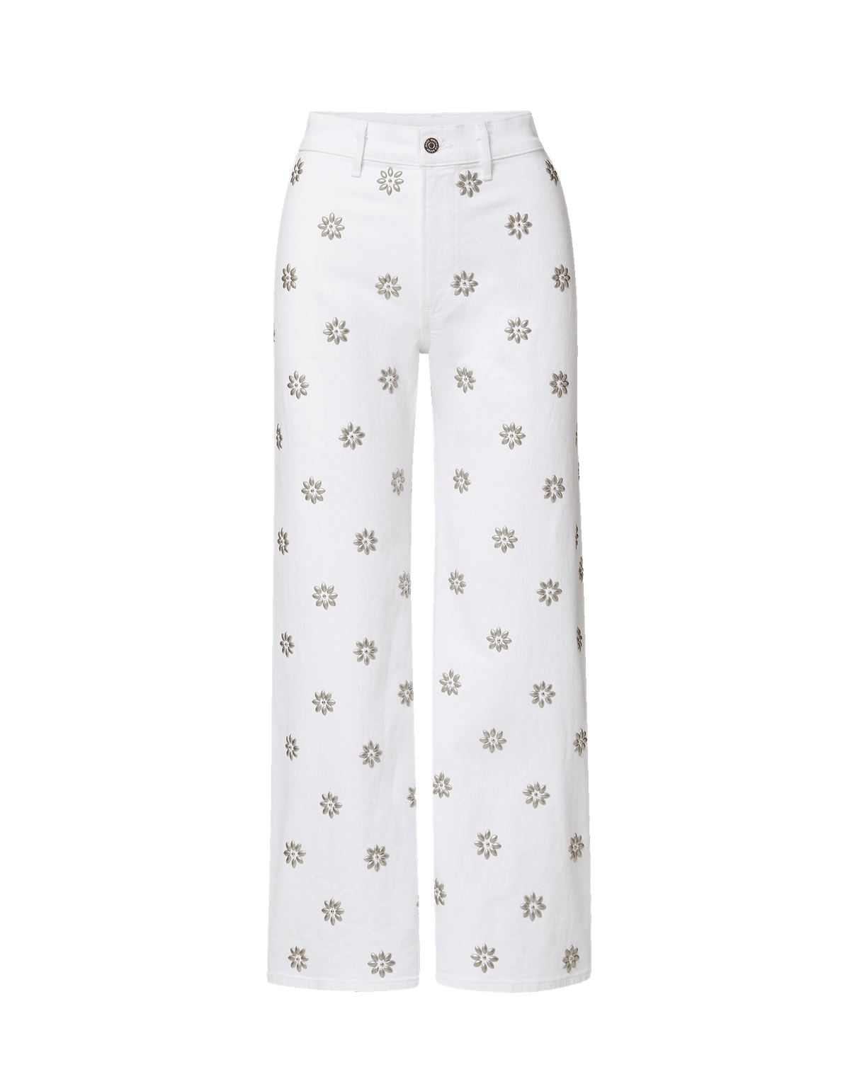 Veronica Beard | Grant Studded Wide-Leg Jean in White White