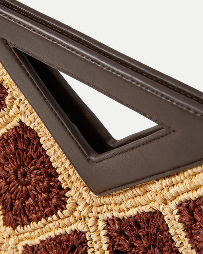 Veronica Beard | Raffia Vesper Clutch in Brown & Tan Espresso Multi Espresso Multi